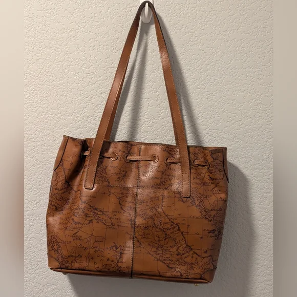 Patricia Nash Tote Drawstring Whitney English Garden Map British Tan - Picture 3 of 15